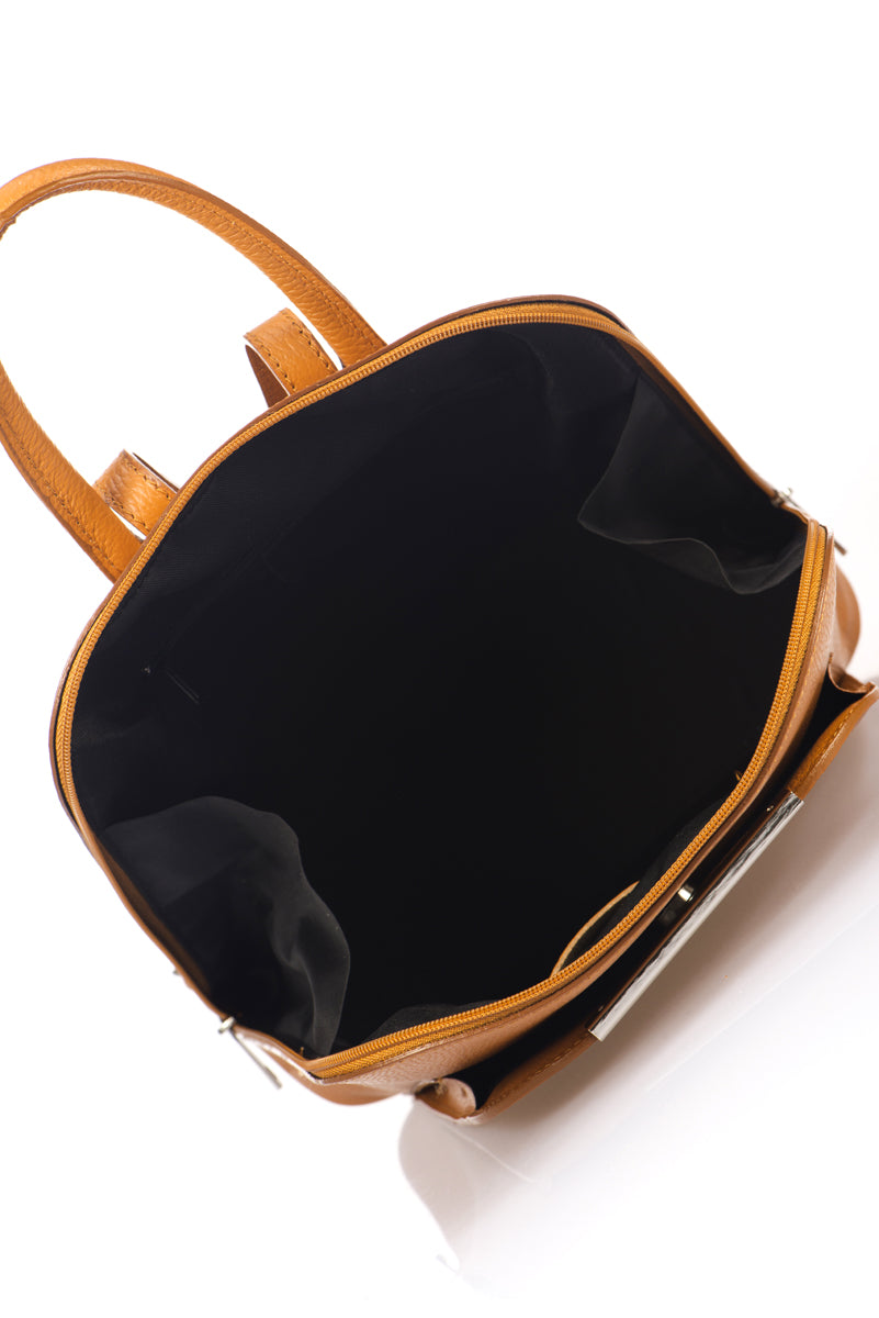 FREYA Leather Backpack - Cognac