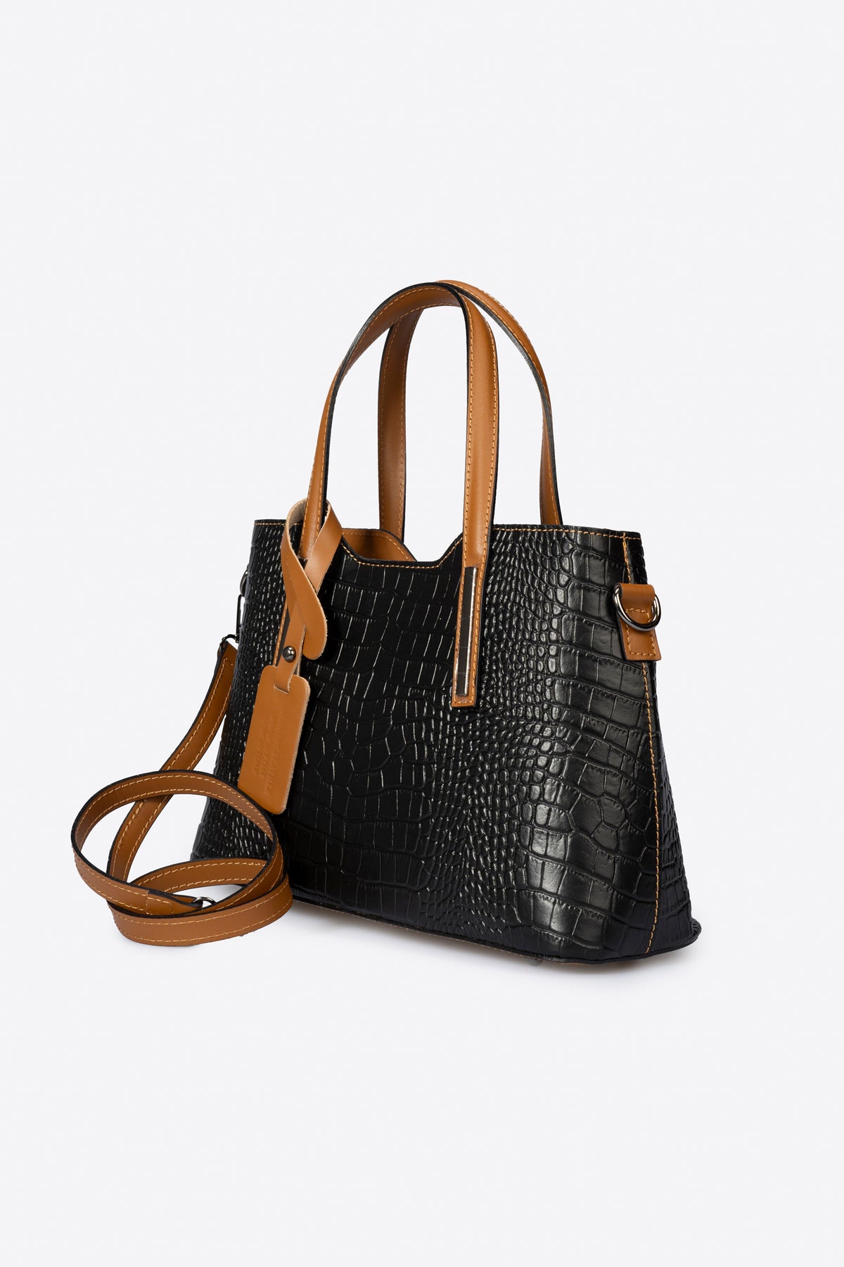 BRIGITTE Leather Top Handle Bag - Black