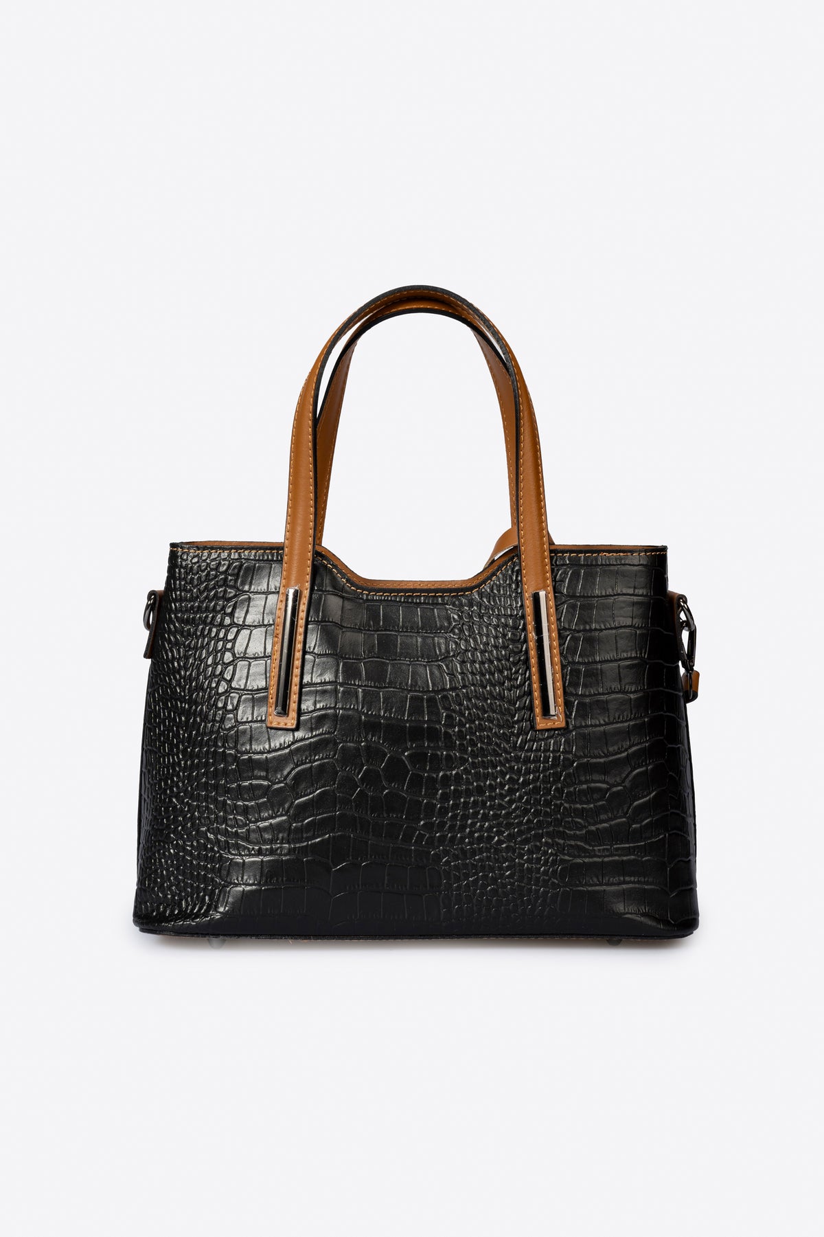 BRIGITTE Leather Top Handle Bag - Black