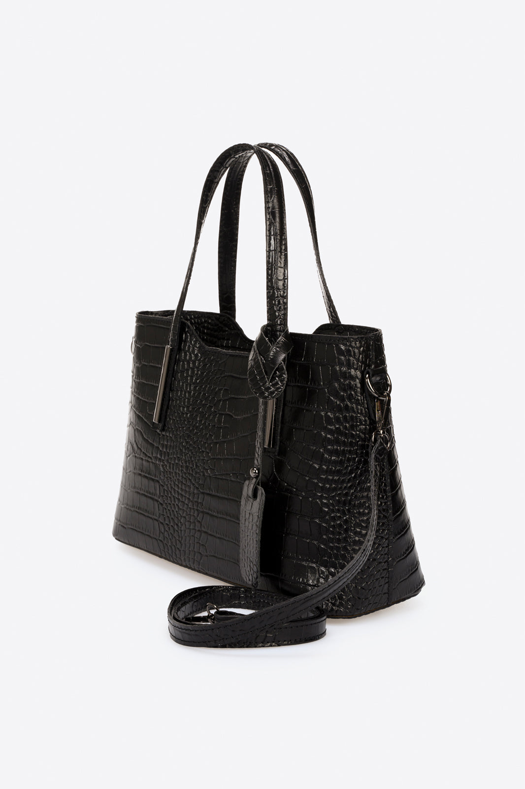 BRIGITTE Leather Top Handle Bag - Nero
