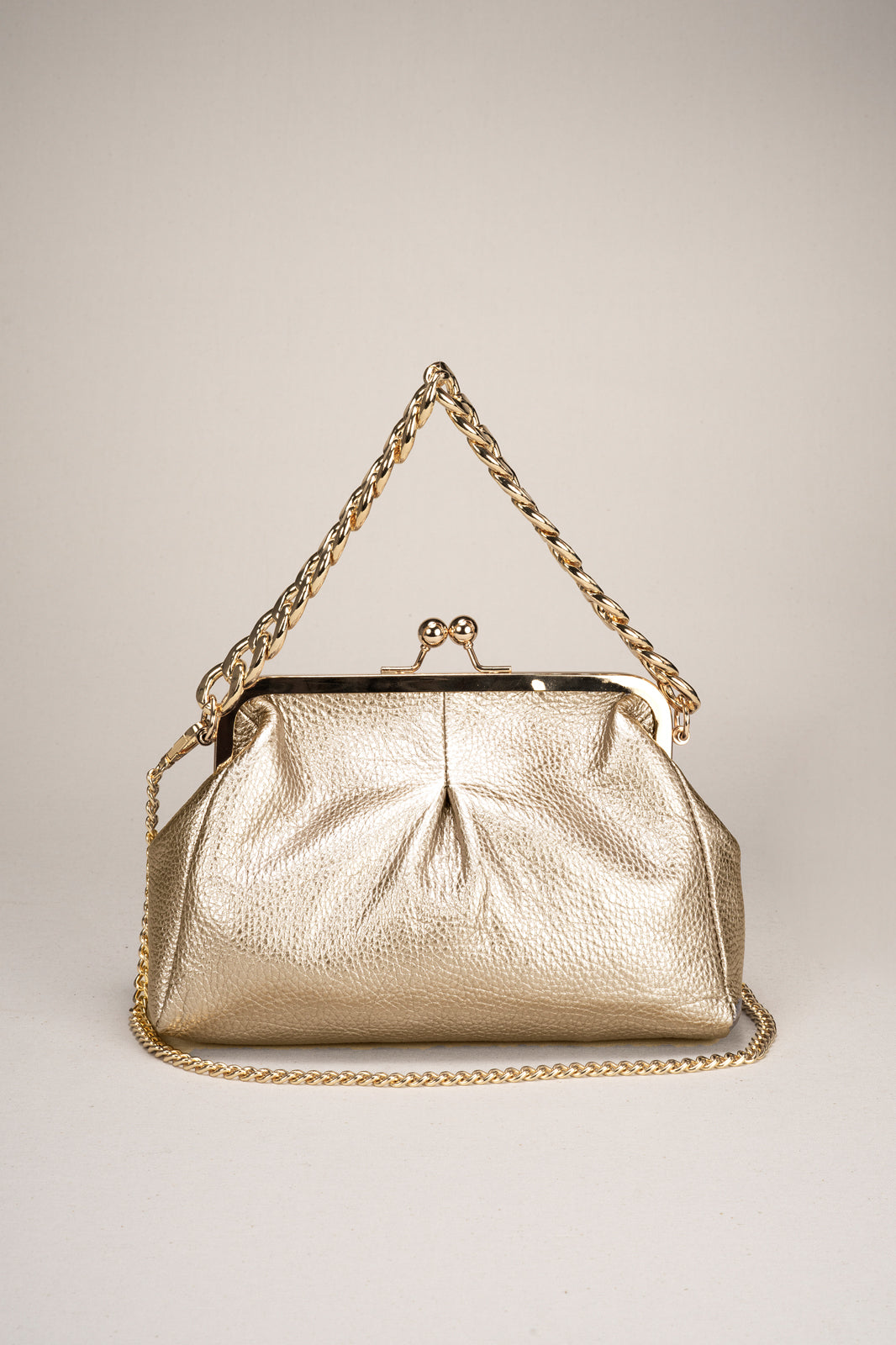 TIANE Leather Clutch Bag - Platino