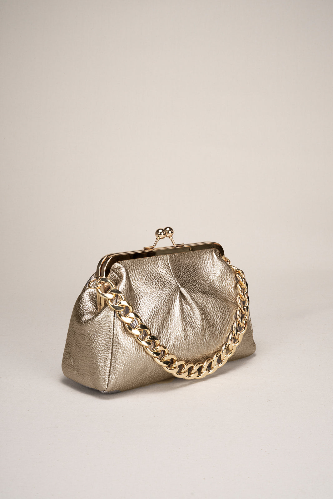 TIANE Leather Clutch Bag - Platino