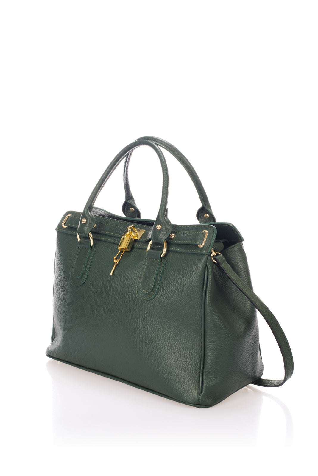 WILMA Leather Top Handle Bag - Green
