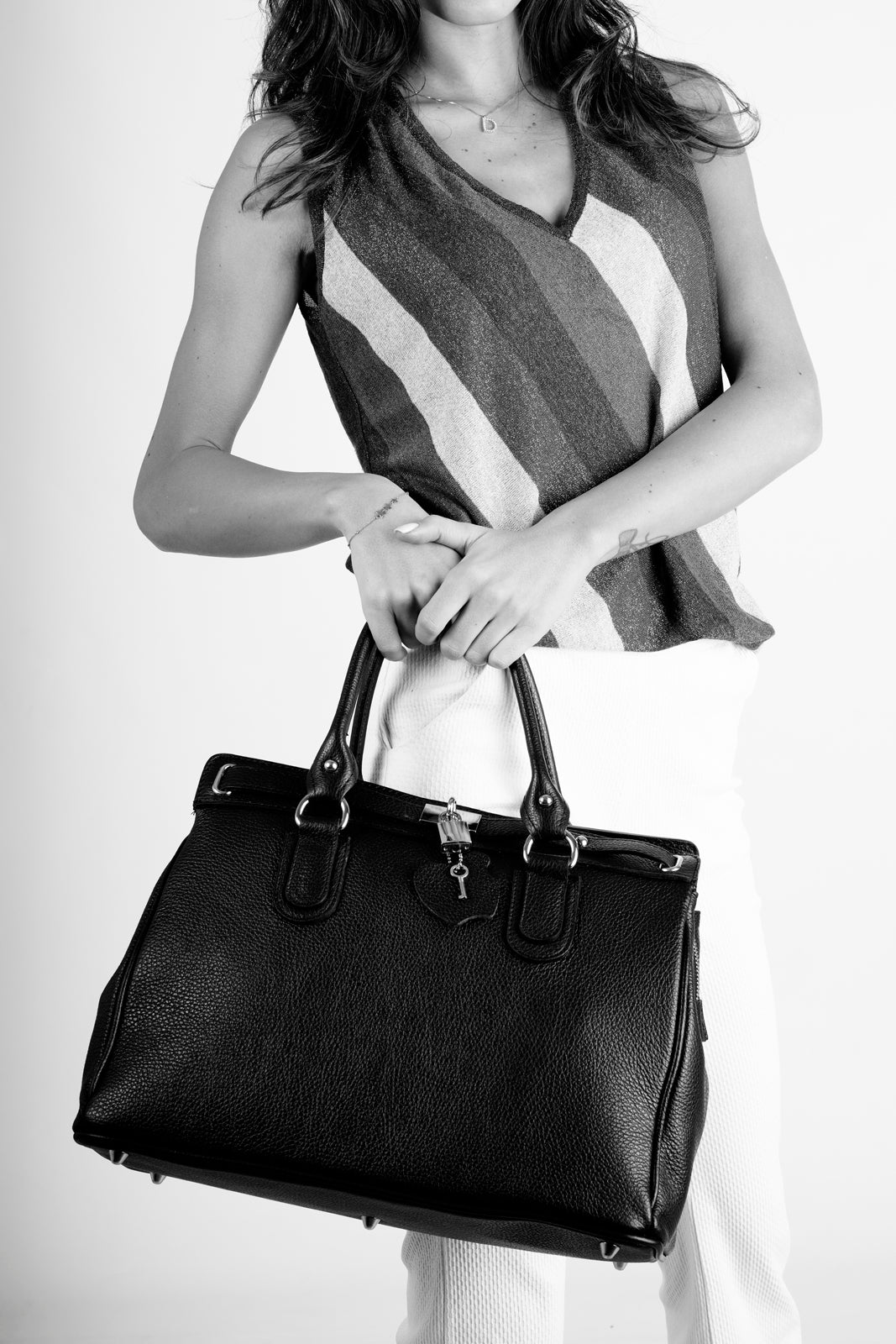 WILMA Leather Top Handle Bag - Green
