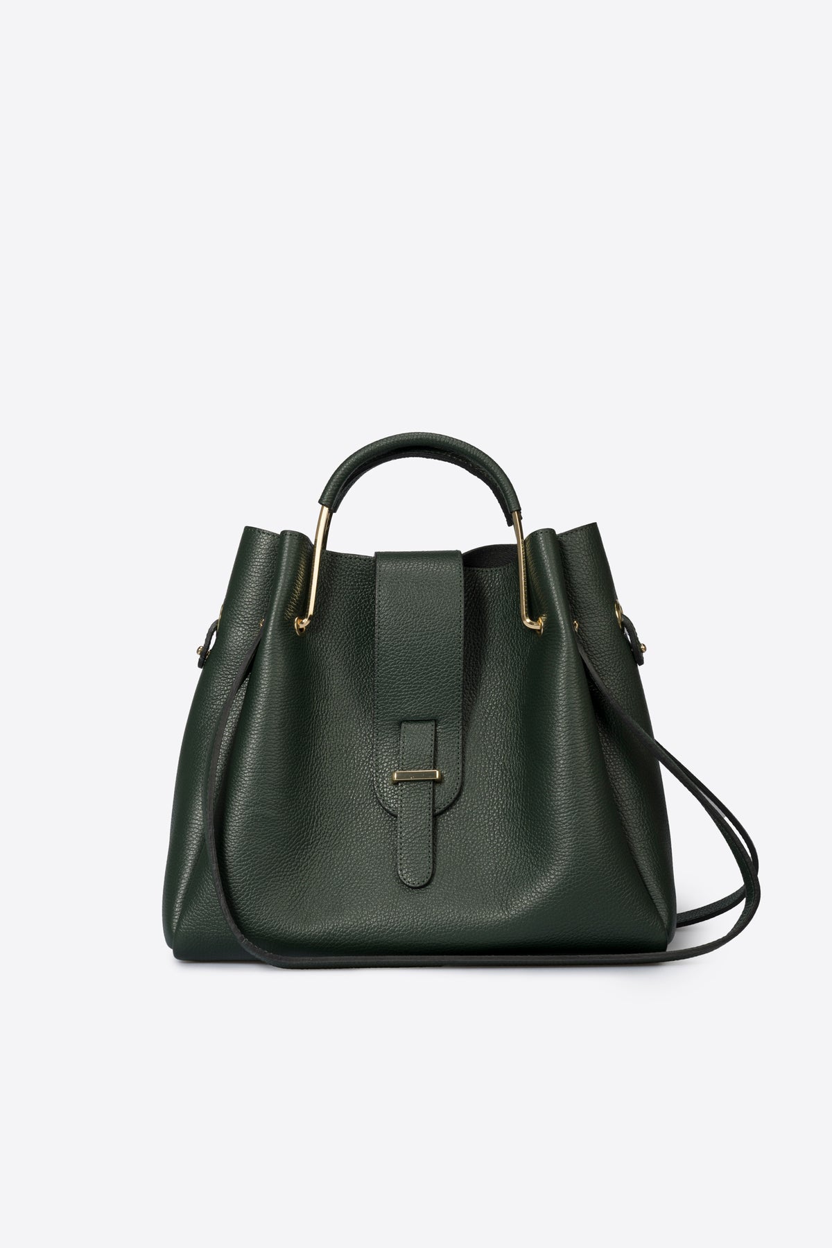 DIONE Leather Top Handle Bag - Dark-Green