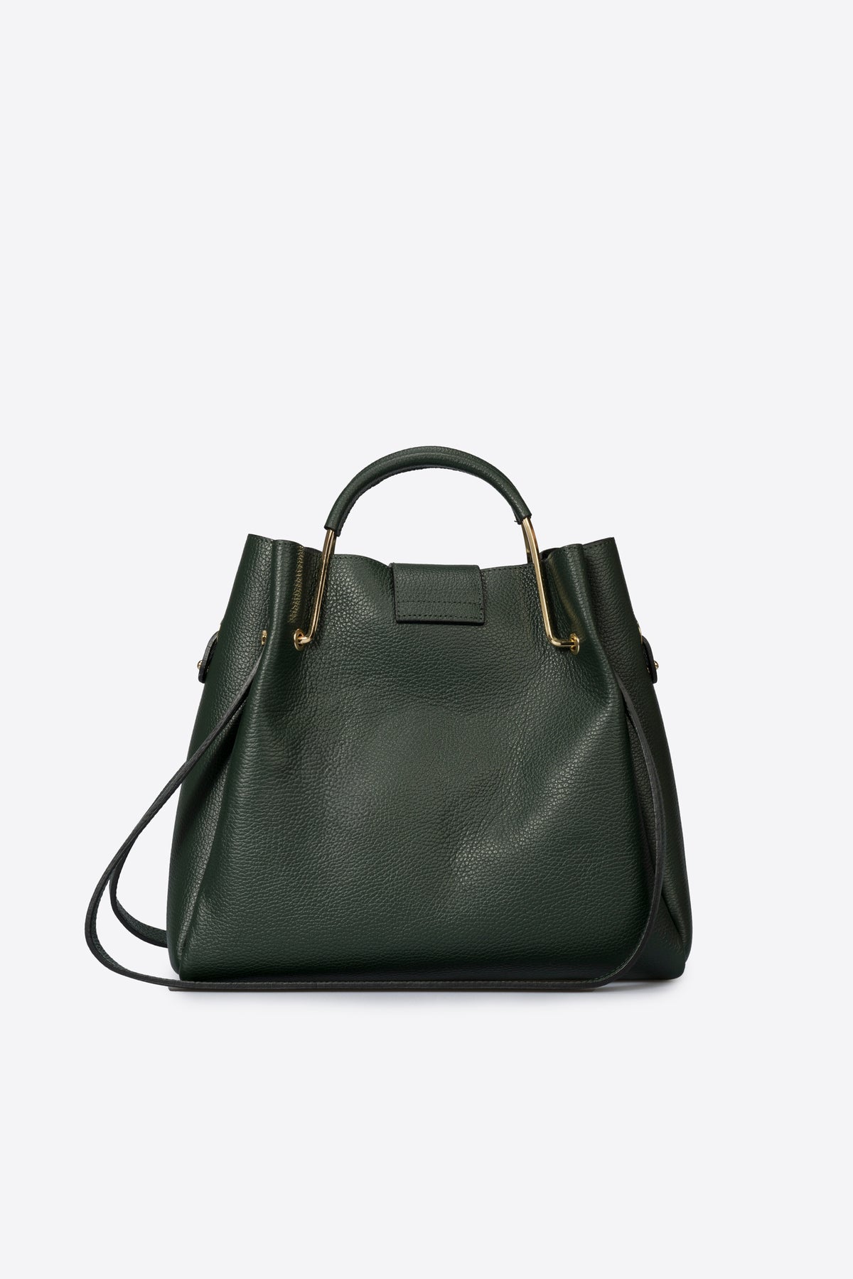 DIONE Leather Top Handle Bag - Dark-Green