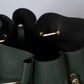 DIONE Leather Top Handle Bag - Dark-Green
