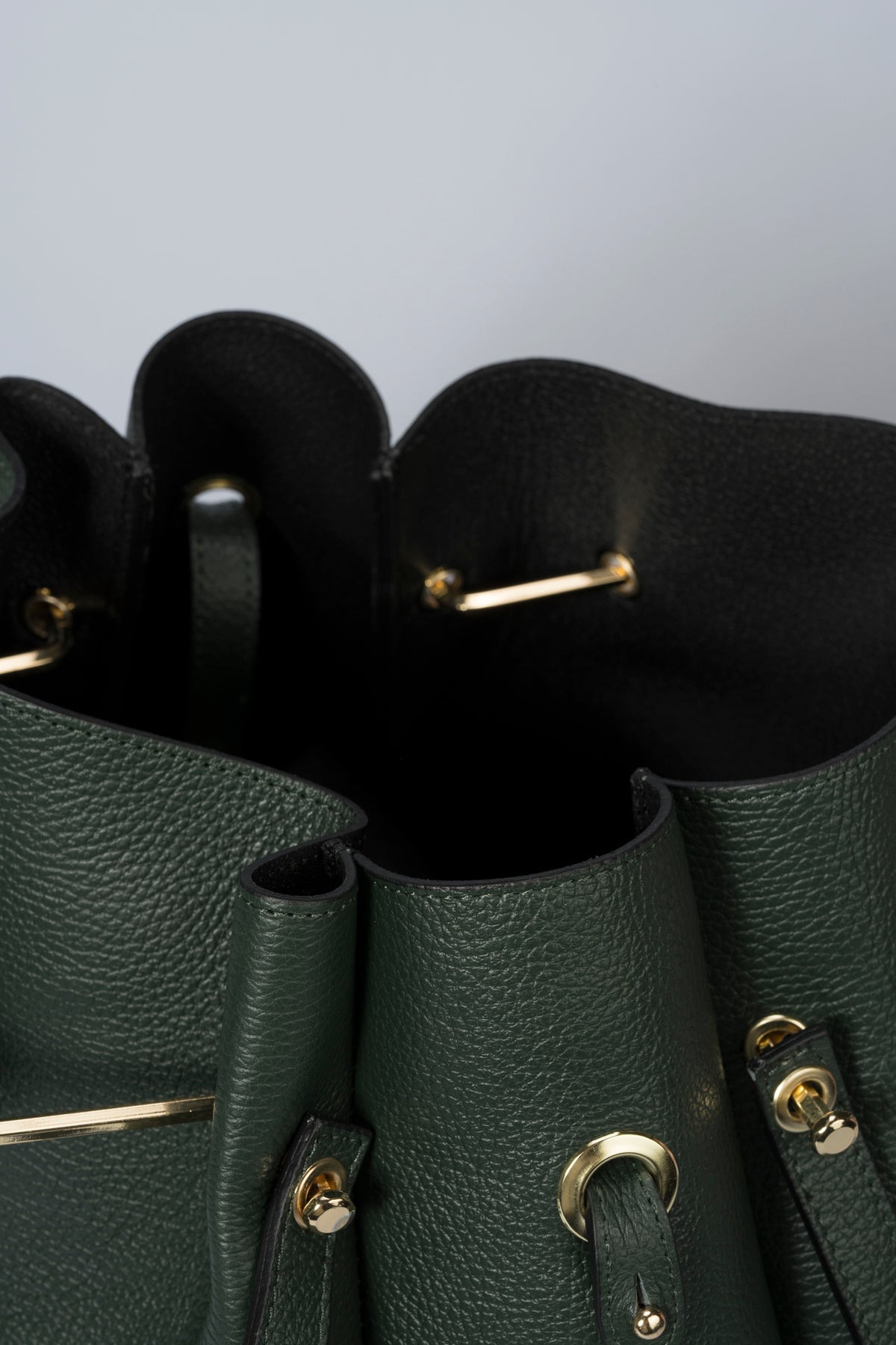 DIONE Leather Top Handle Bag - Dark-Green
