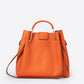 DIONE Leather Top Handle Bag - Papaya