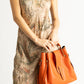 DIONE Leather Top Handle Bag - Papaya