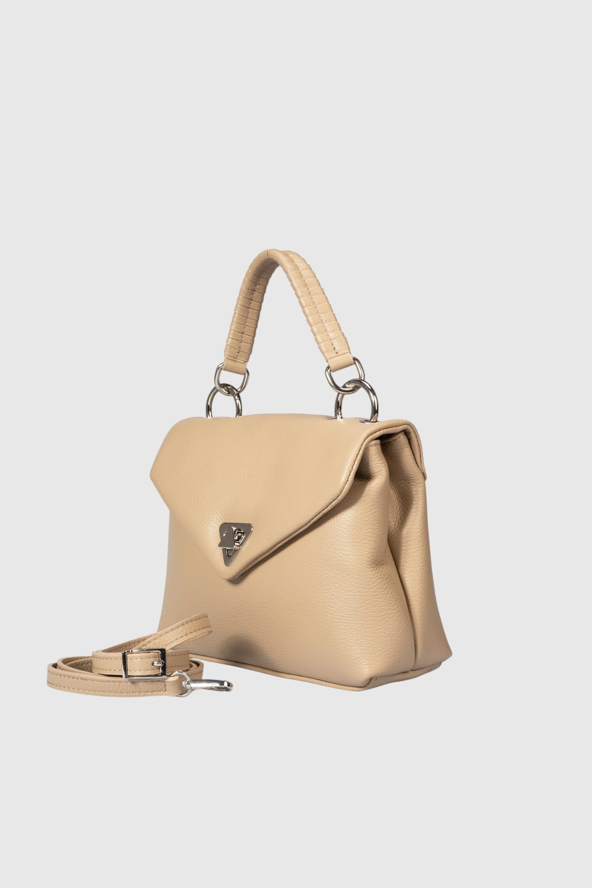 SIRA Leather Top Handle Bag - Taupe