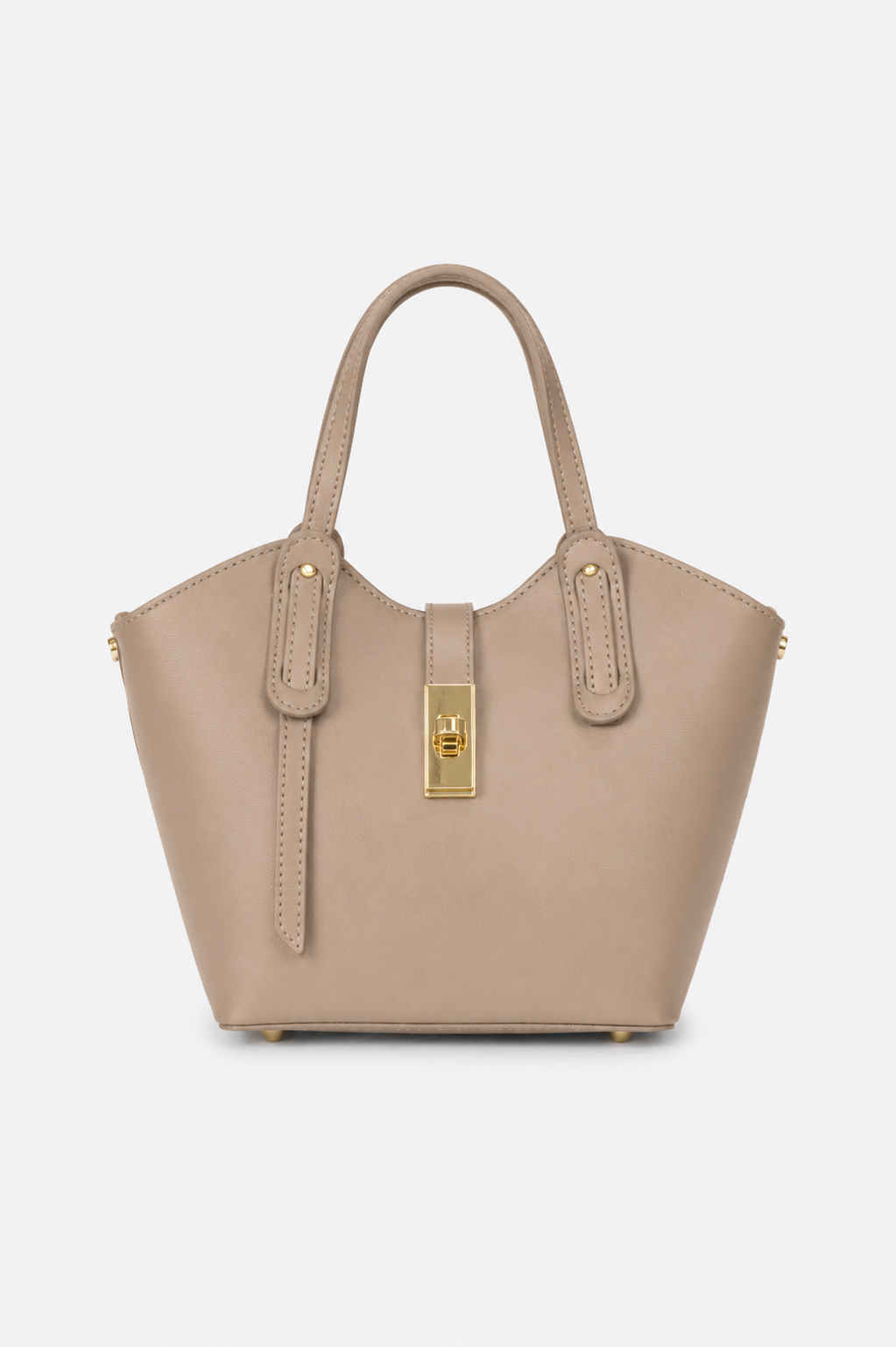 IOLANDA Leather Top Handle Bag - Taupe