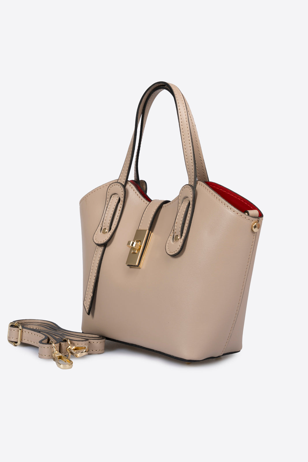 IOLANDA Leather Top Handle Bag - Taupe