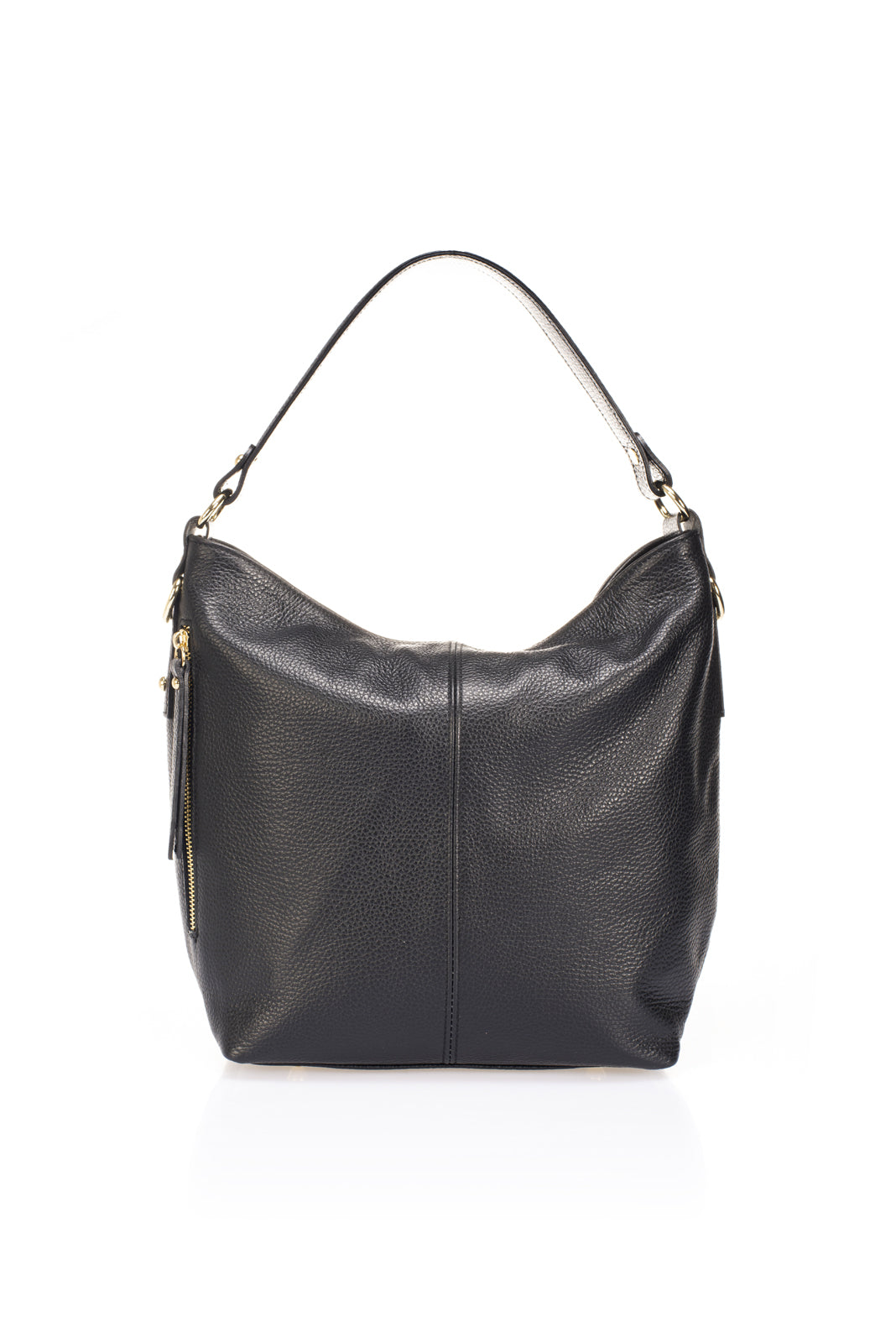 CLARISSA Leather Shoulder Bag - Black