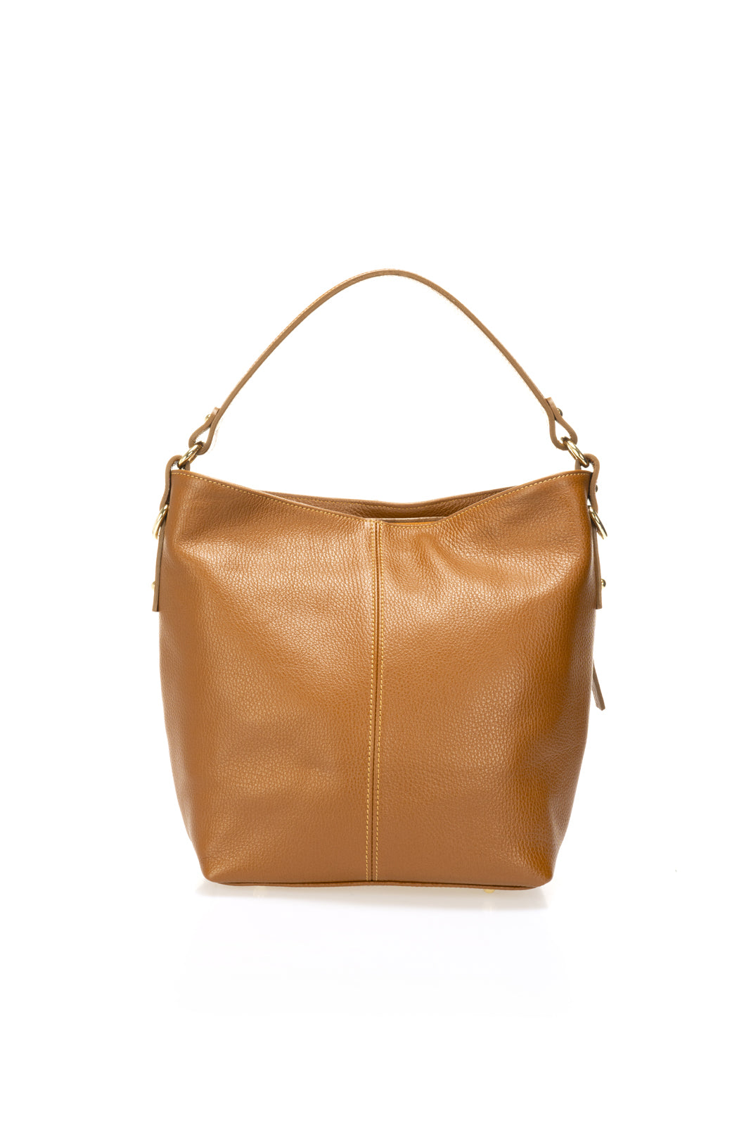 CLARISSA Leather Shoulder Bag - Cognac