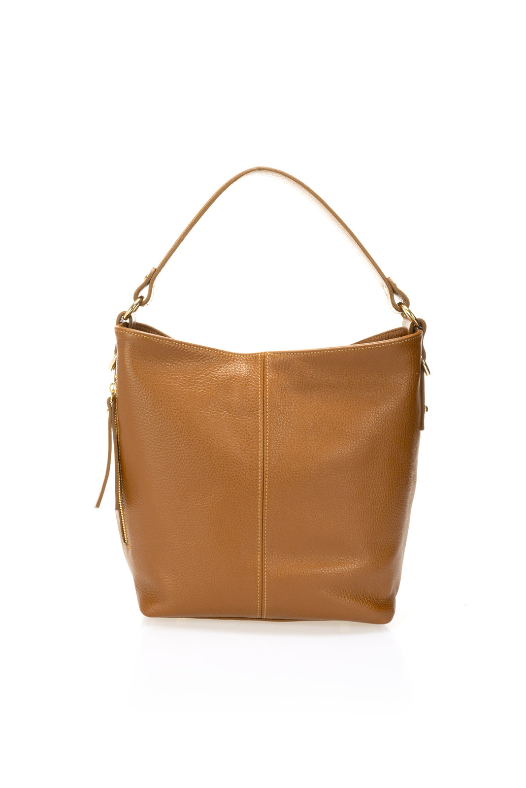 CLARISSA Leather Shoulder Bag - Cognac
