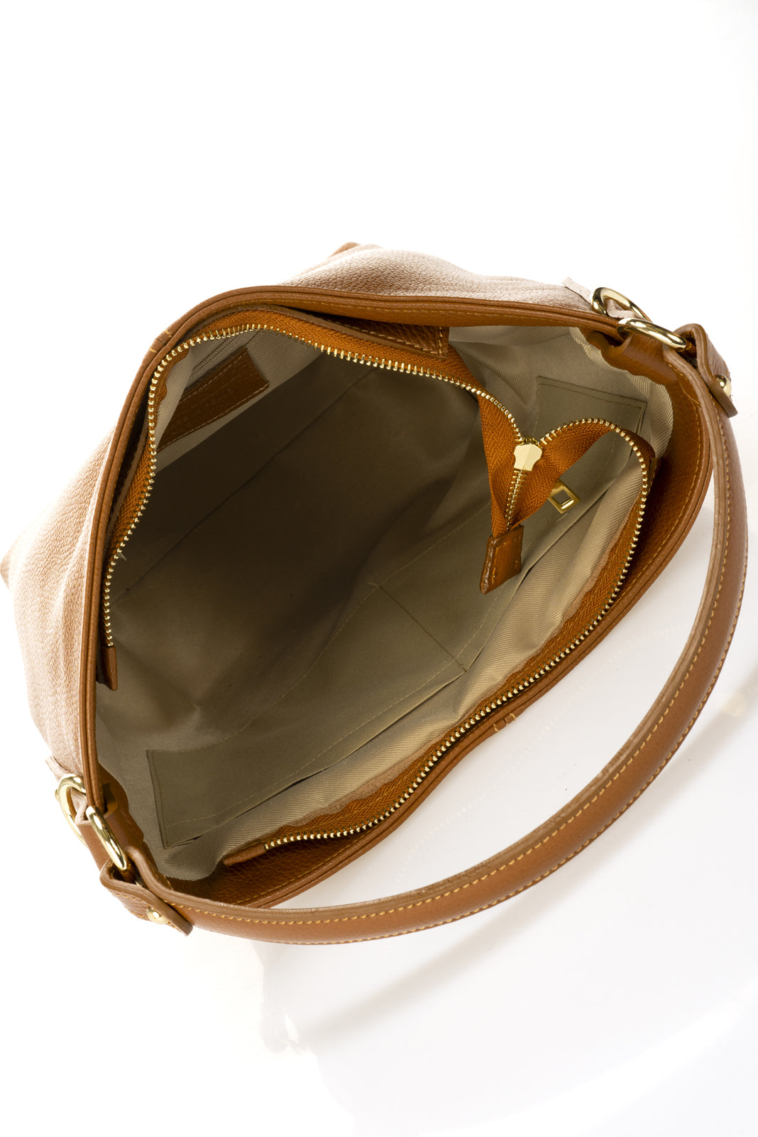 CLARISSA Leather Shoulder Bag - Cognac