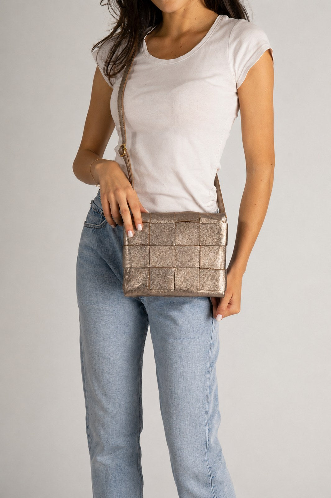 HAILEY Leather Crossbody Bag - Bronzo