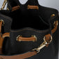 HAZEL Leather Bucket Bag - Black+Cognac