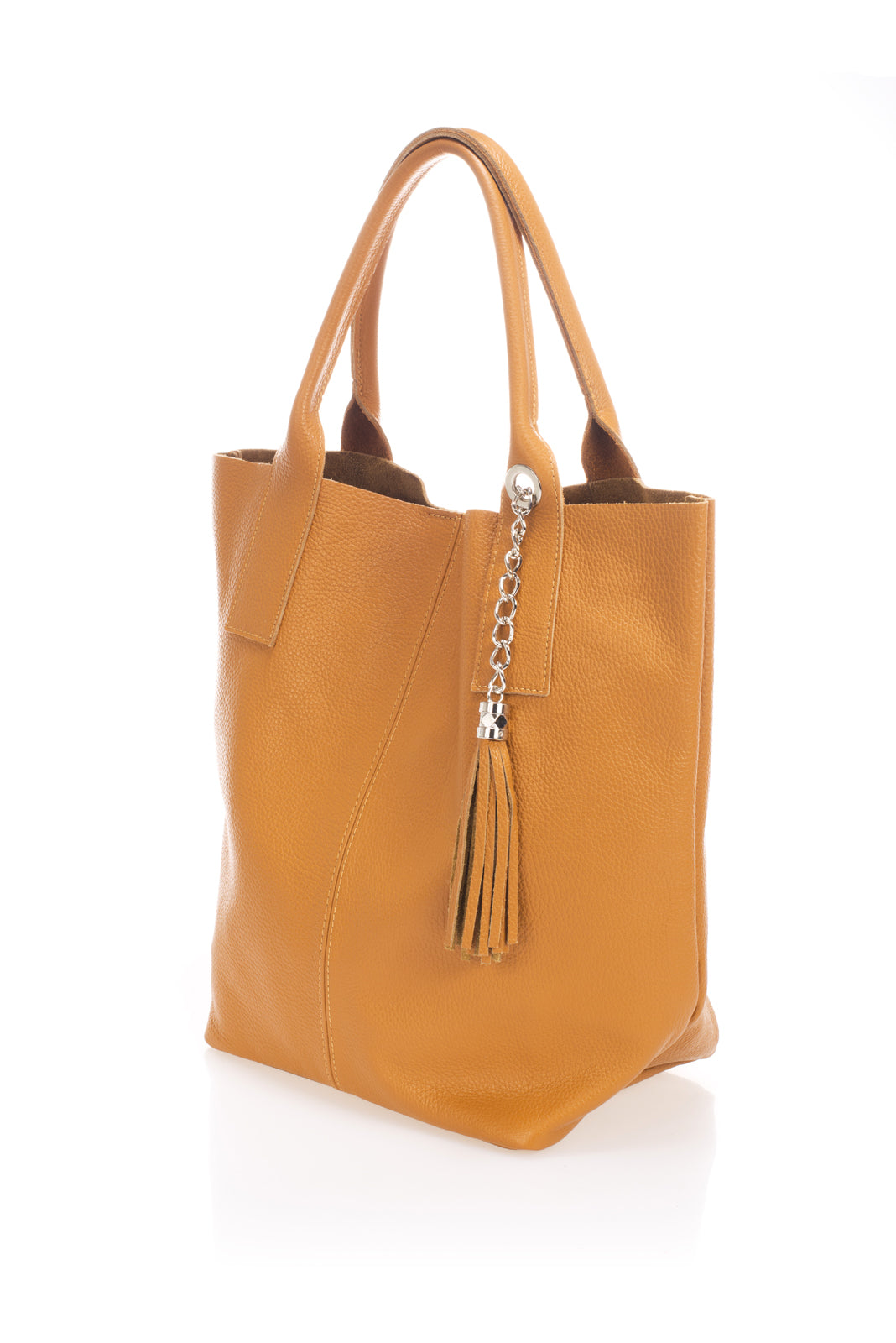 PETRA Leather Top Handle Bag - Cognac