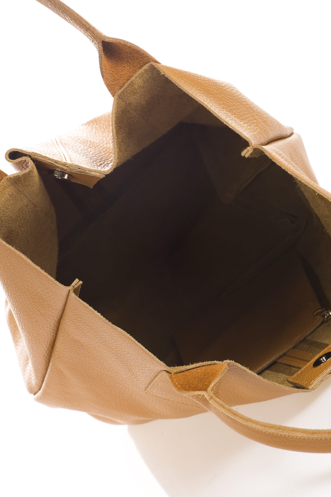 PETRA Leather Top Handle Bag - Cognac