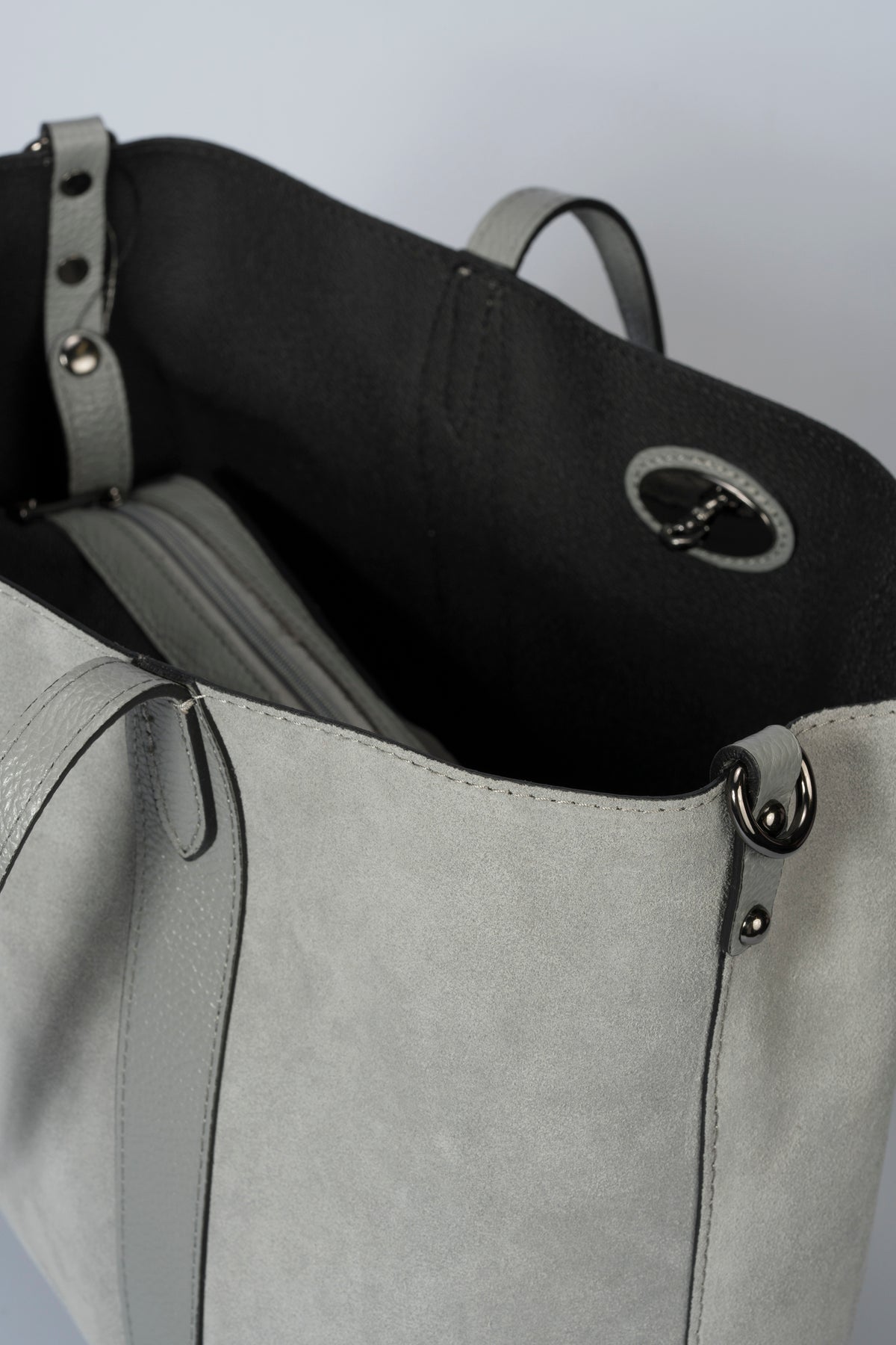 MYRA Leather Tote Bag - Grey