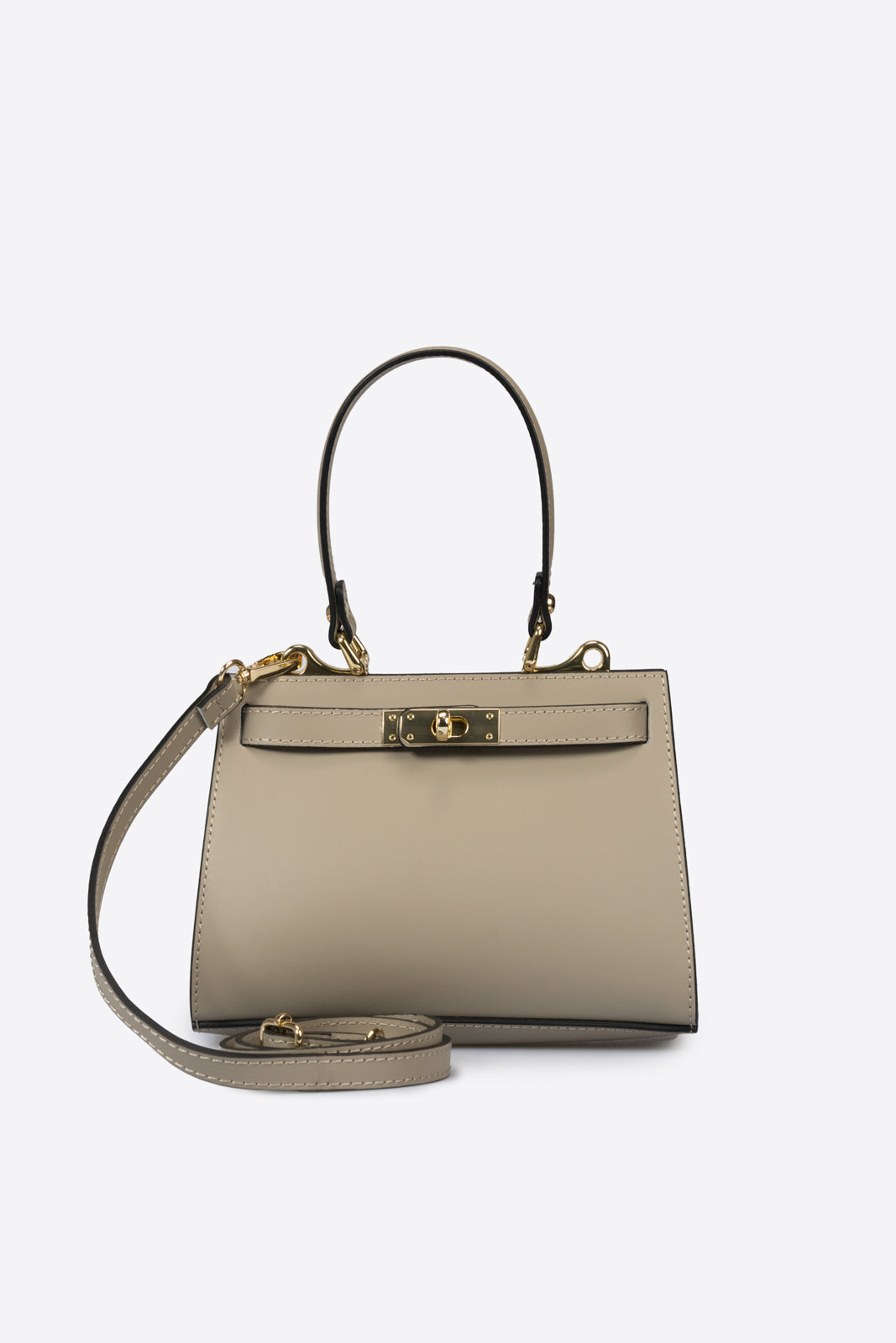 DALIA Leather Top Handle Bag - Taupe