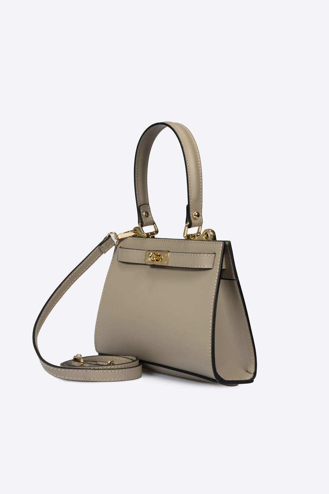 DALIA Leather Top Handle Bag - Taupe