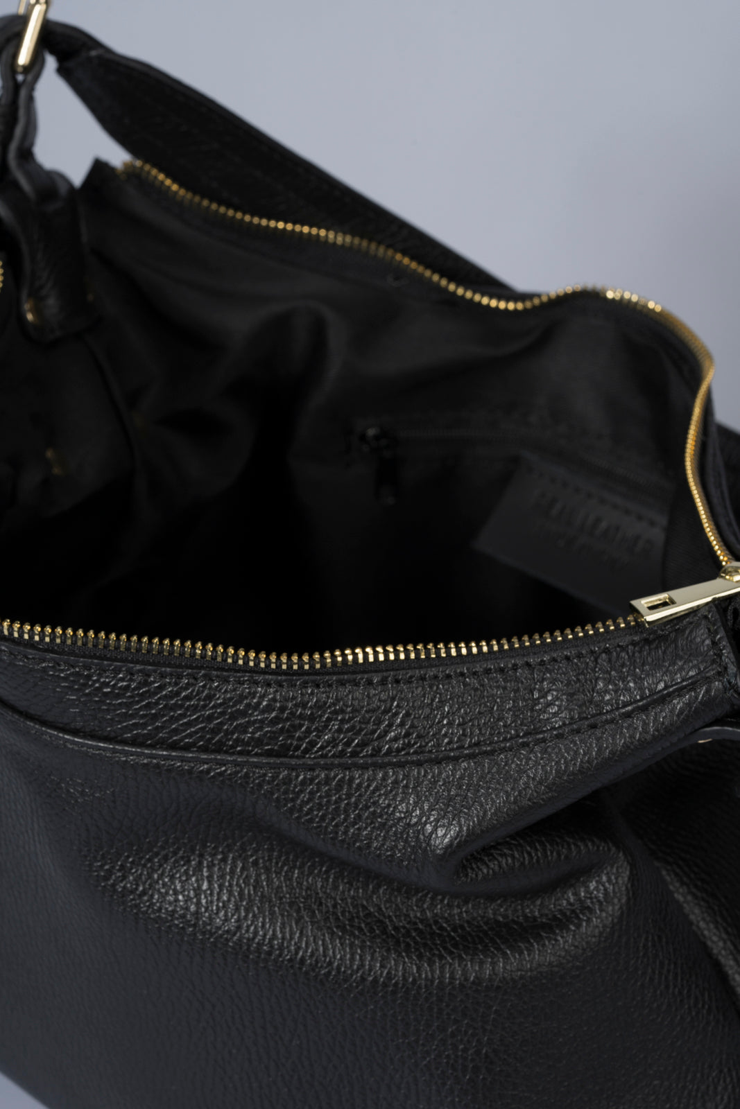 AMANDA Leather Top Handle Bag - Black