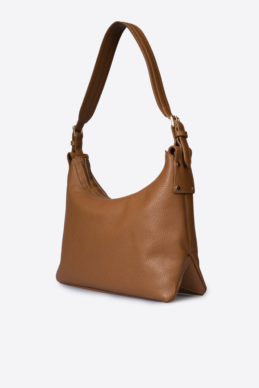 AMANDA Leather Top Handle Bag - Cognac