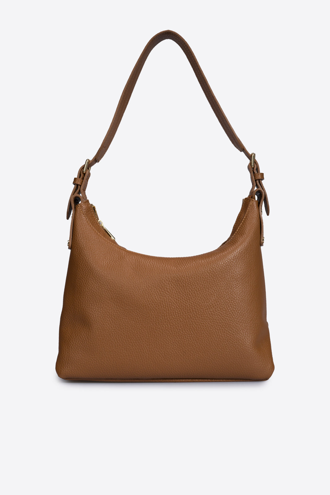 AMANDA Leather Top Handle Bag - Cognac