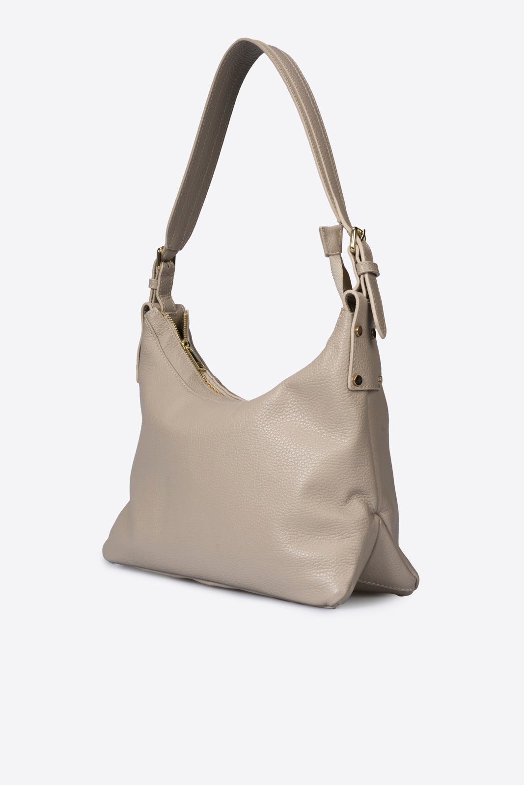 AMANDA Leather Top Handle Bag - Taupe