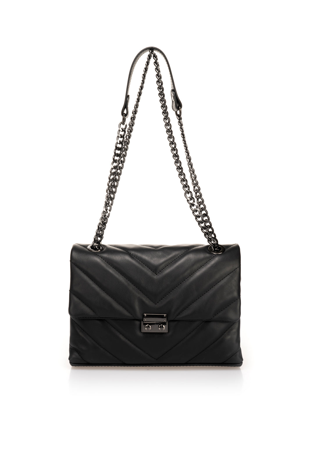 DENISE Leather Crossbody Bag - Black