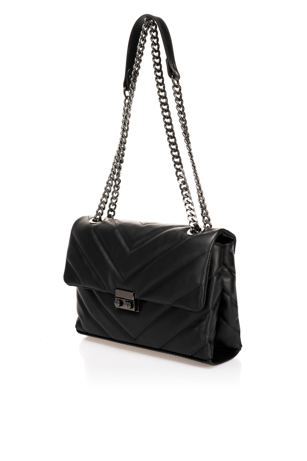 DENISE Leather Crossbody Bag - Black