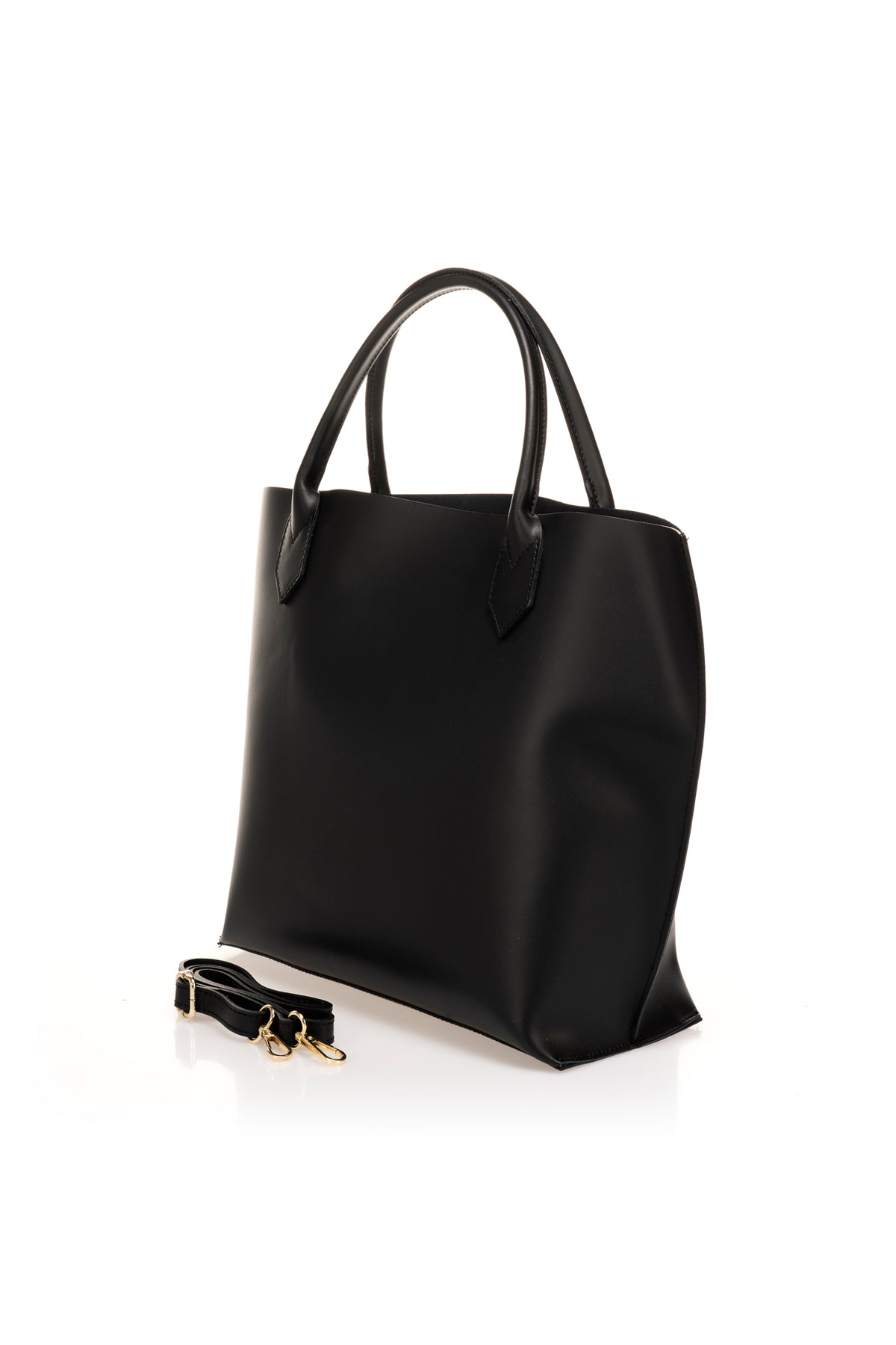 ELLYA Leather Top Handle Bag - Black