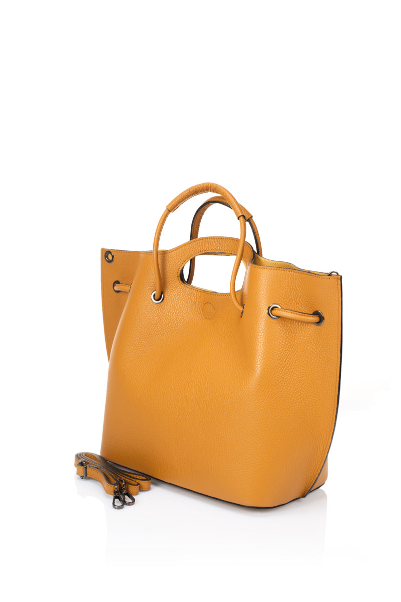 ALICE Leather Top Handle Bag - Cognac