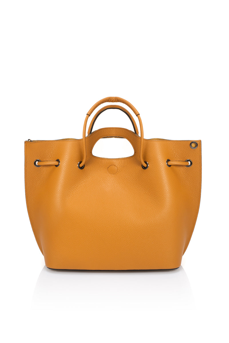 ALICE Leather Top Handle Bag - Cognac