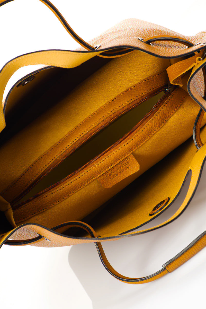 ALICE Leather Top Handle Bag - Cognac