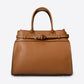 LIESEL Leather Top Handle Bag - Cognac