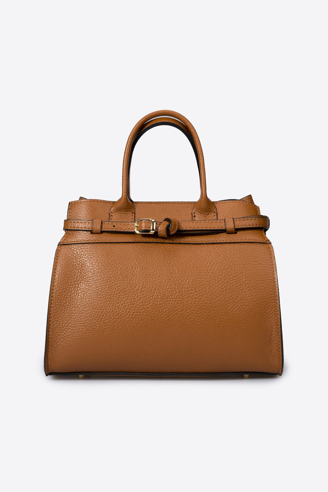 LIESEL Leather Top Handle Bag - Cognac