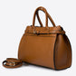 LIESEL Leather Top Handle Bag - Cognac