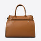 LIESEL Leather Top Handle Bag - Cognac