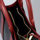 MARNIE Leather Top Handle Bag - Black+Red