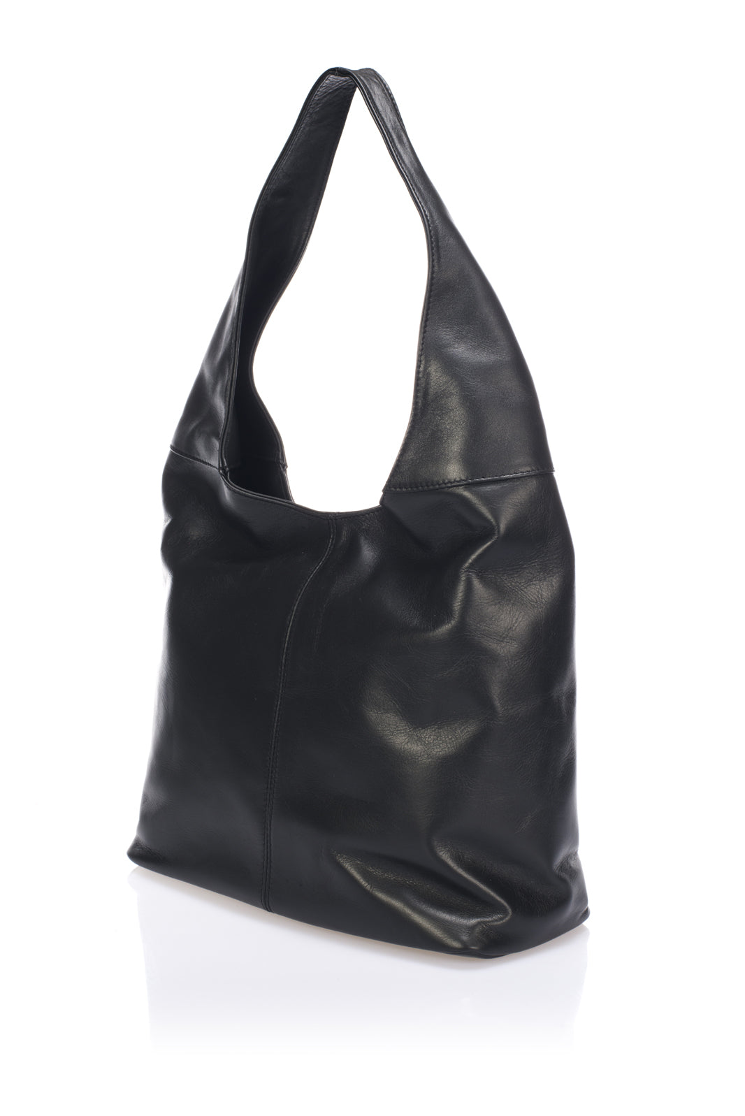 CARLOTTA Leather Shoulder Bag - Black