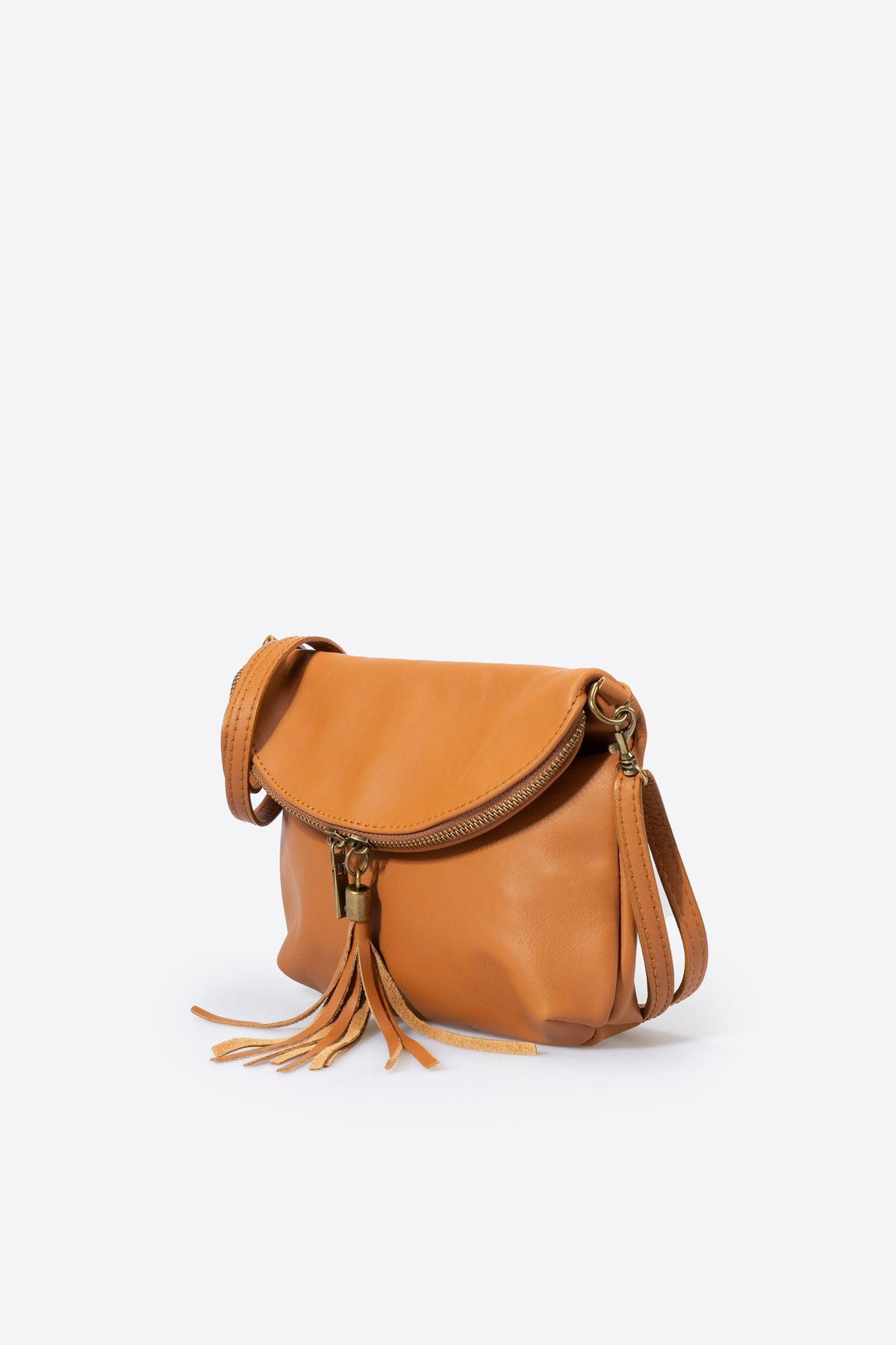 AGATHA Leather Crossbody Bag - Cuoio