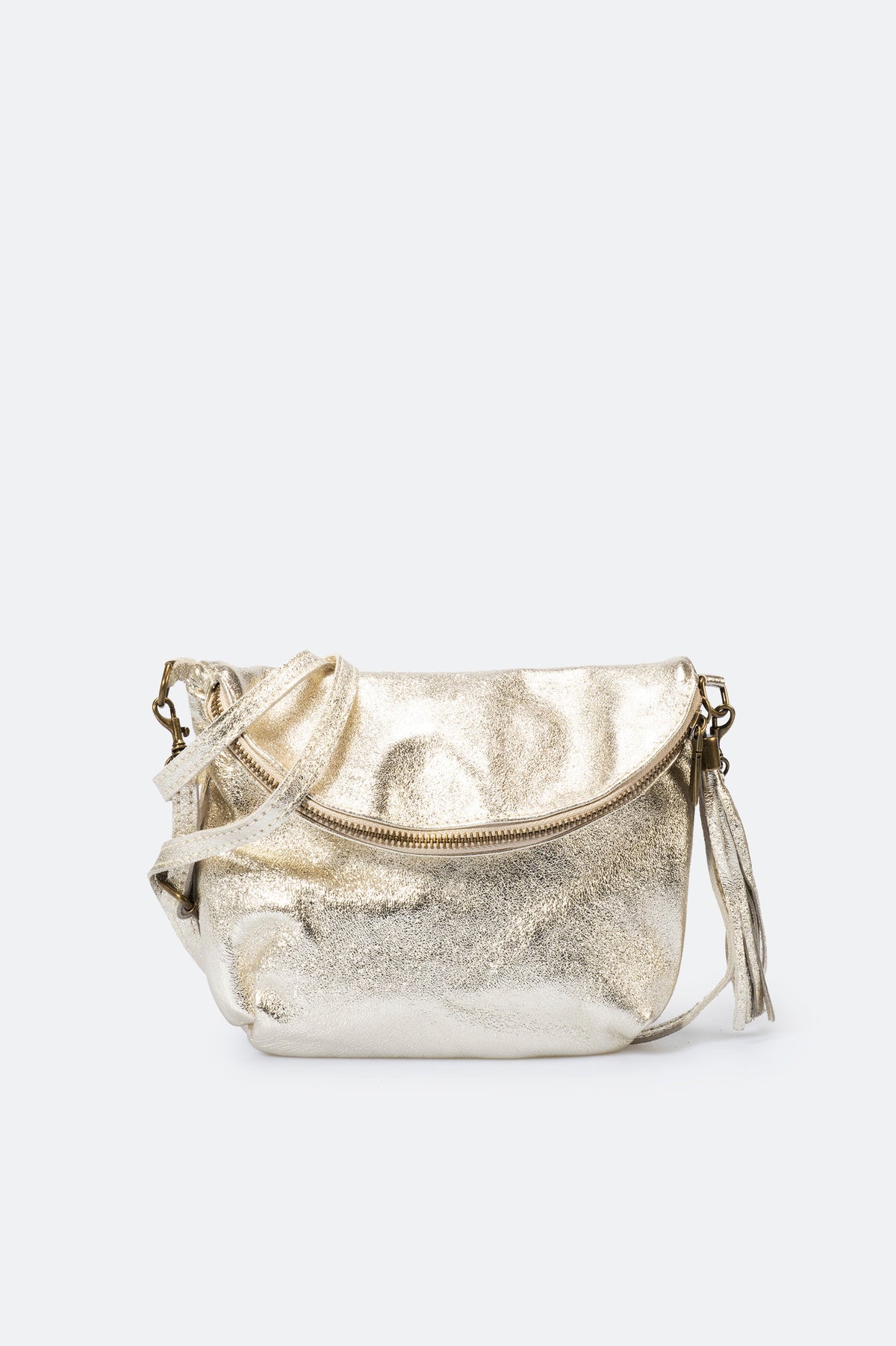 AGATHA Leather Crossbody Bag - Platino