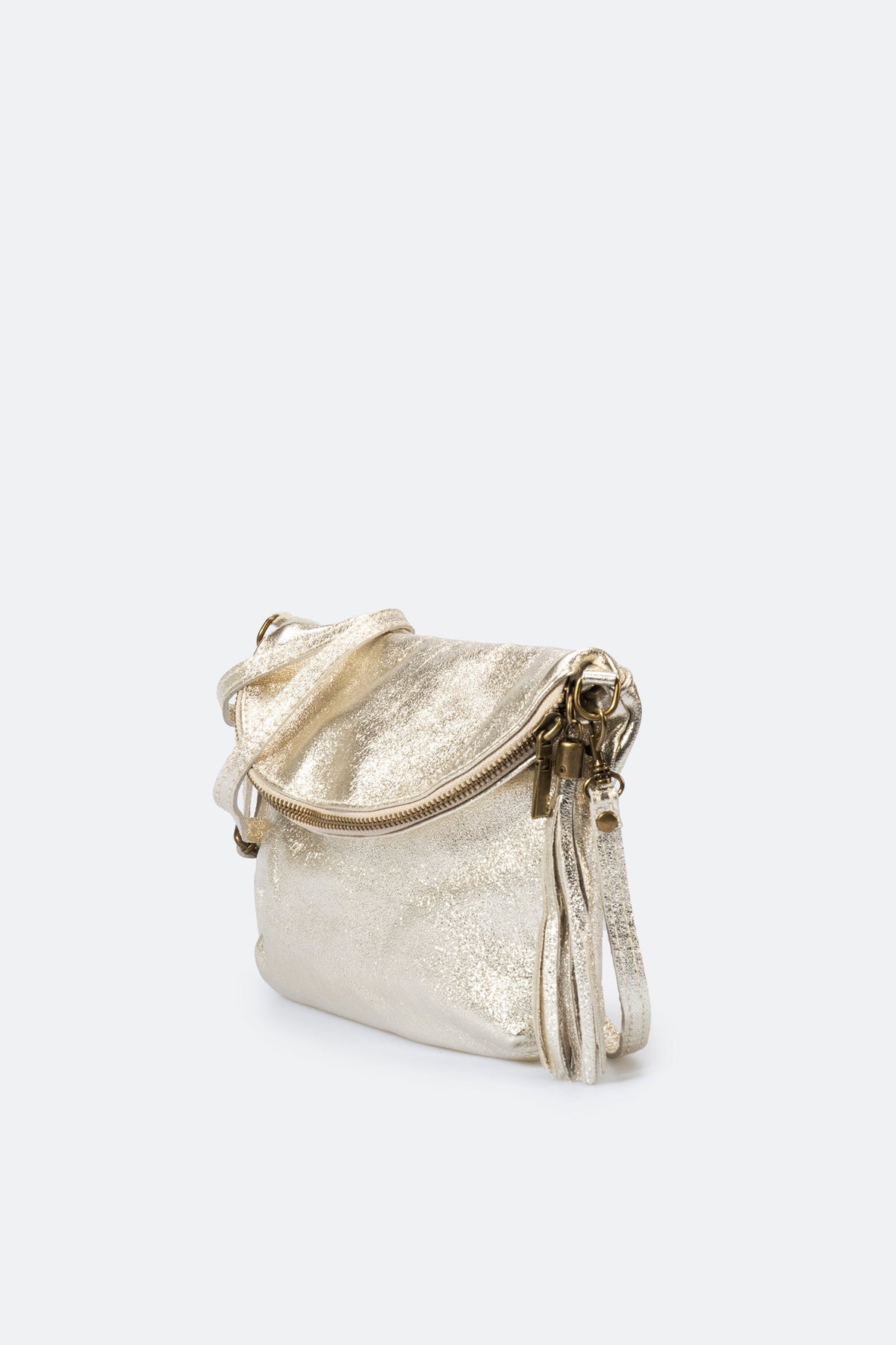 AGATHA Leather Crossbody Bag - Platino