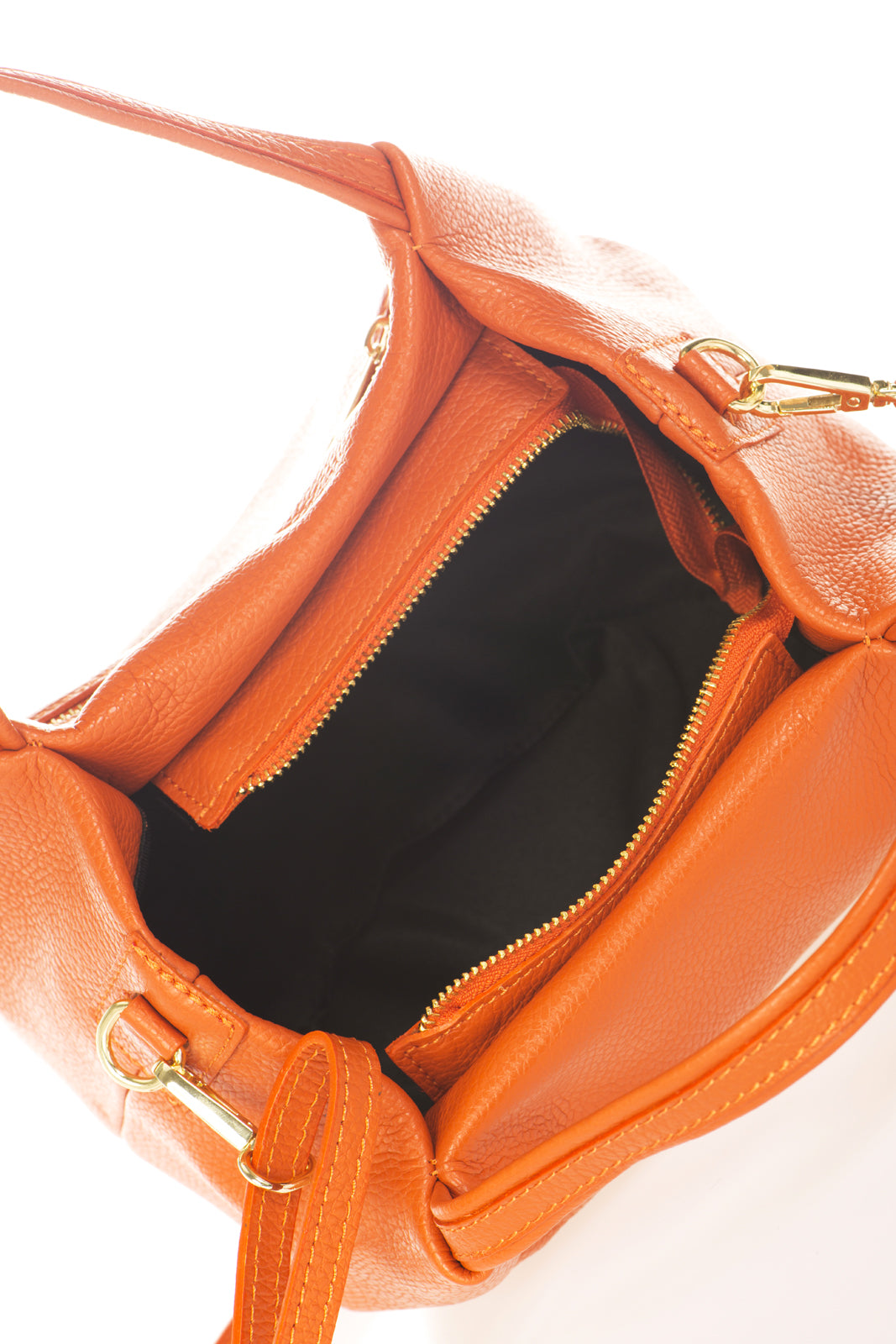 MAYA Leather Top Handle Bag - Zafferano