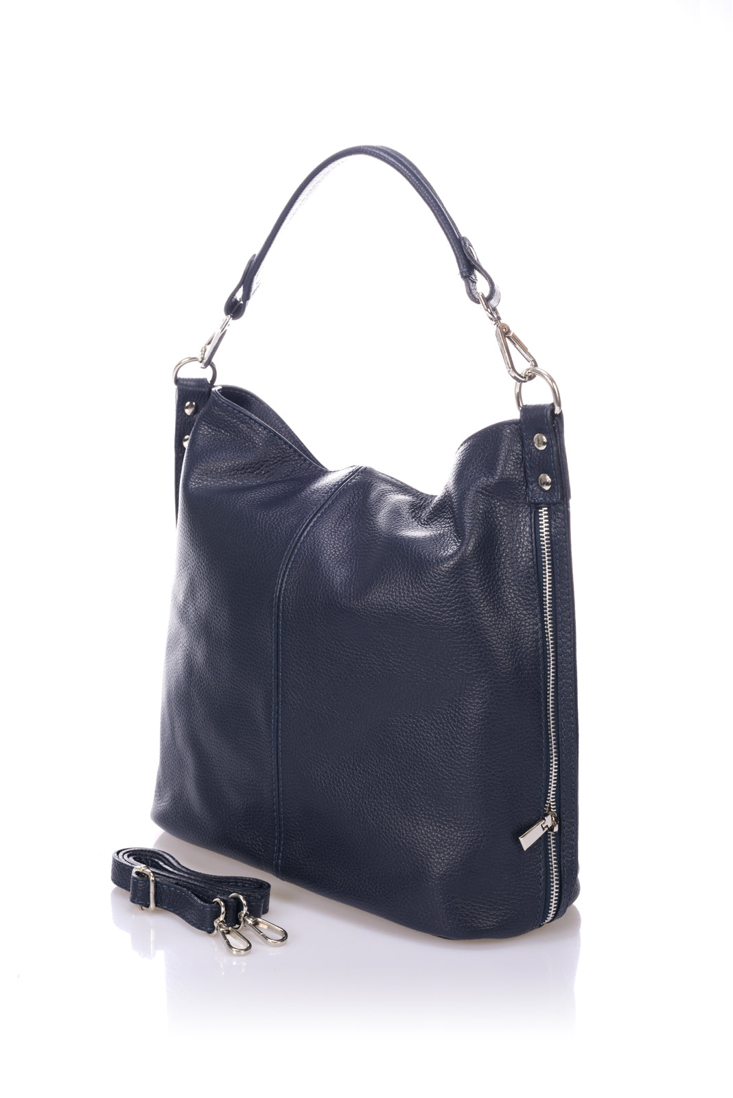 NAOMI Leather Shoulder Bag - Blue