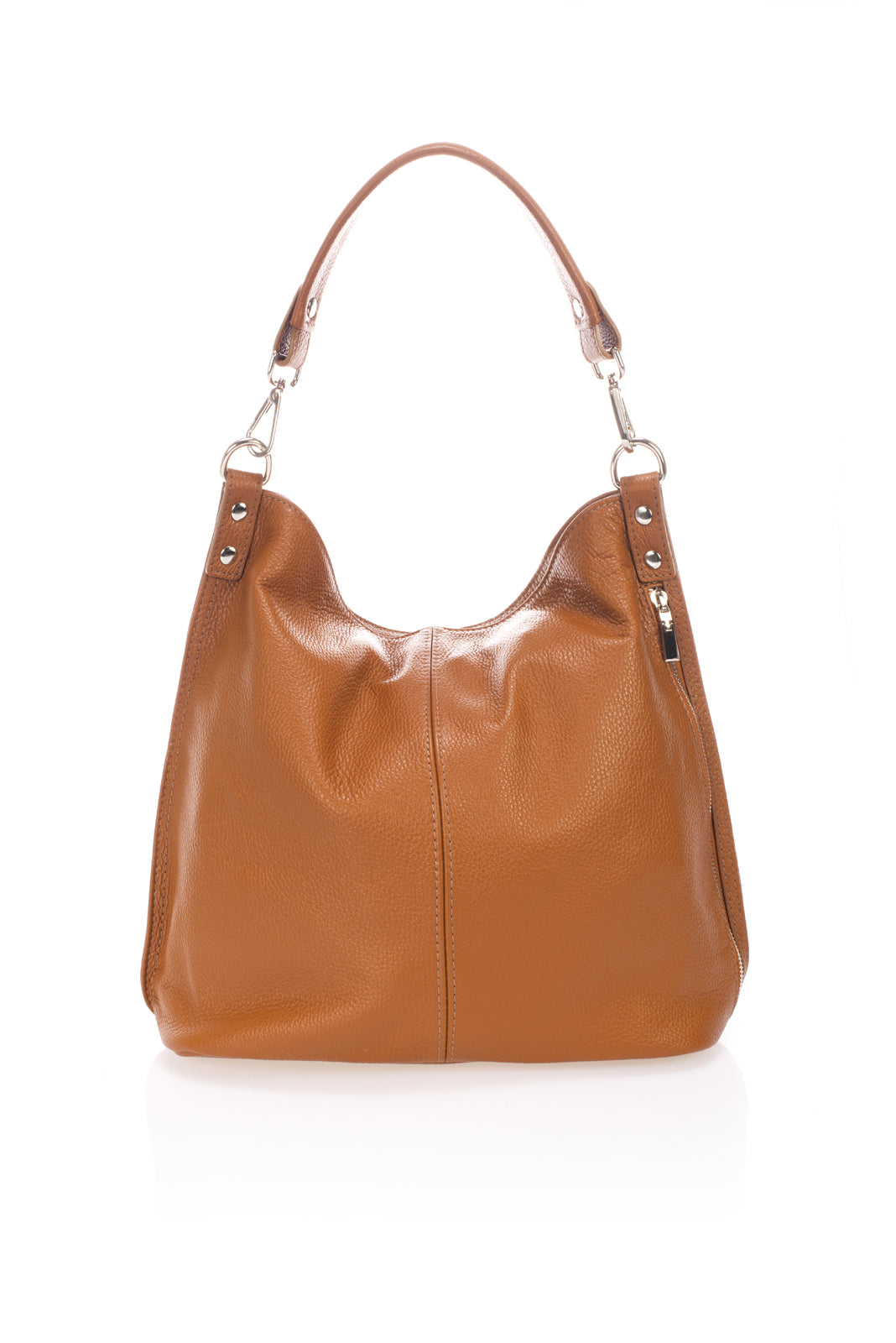 NAOMI Leather Shoulder Bag - Cognac